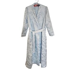Vtg serenity satin quilted regal robe baby blue medium maxi elegant house coat
